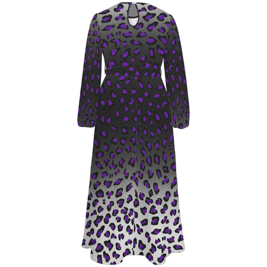 Dress with purple leopard print on a white background
