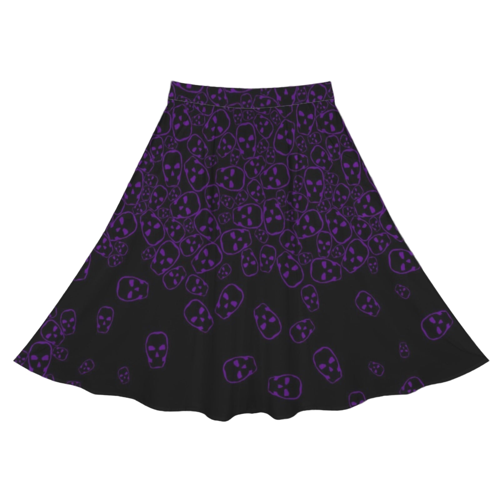 Alternative fashion purple skull print skirt with pockets