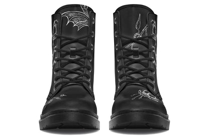 Goth boots with skull flower print and steel shank sole