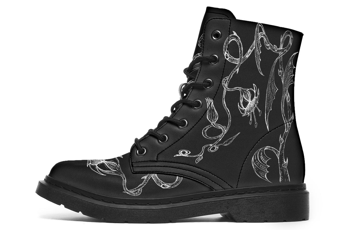 ANTIBrand Soul Flower goth combat boots in black vegan leather