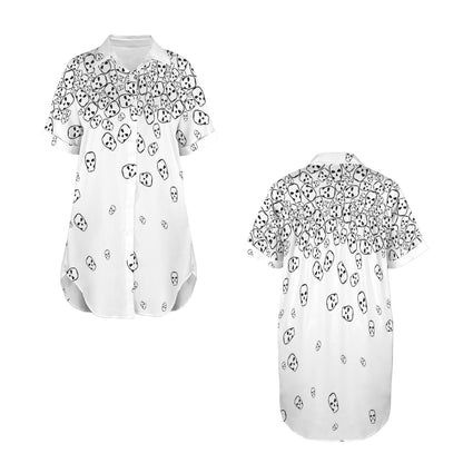 Goth button-front shirt dress with skull design