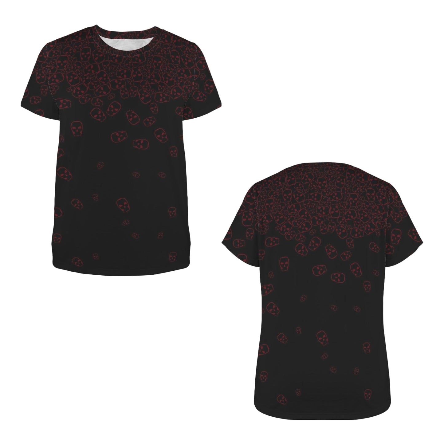 ANTIBrand Tumbling Skulls T-shirt in red on black