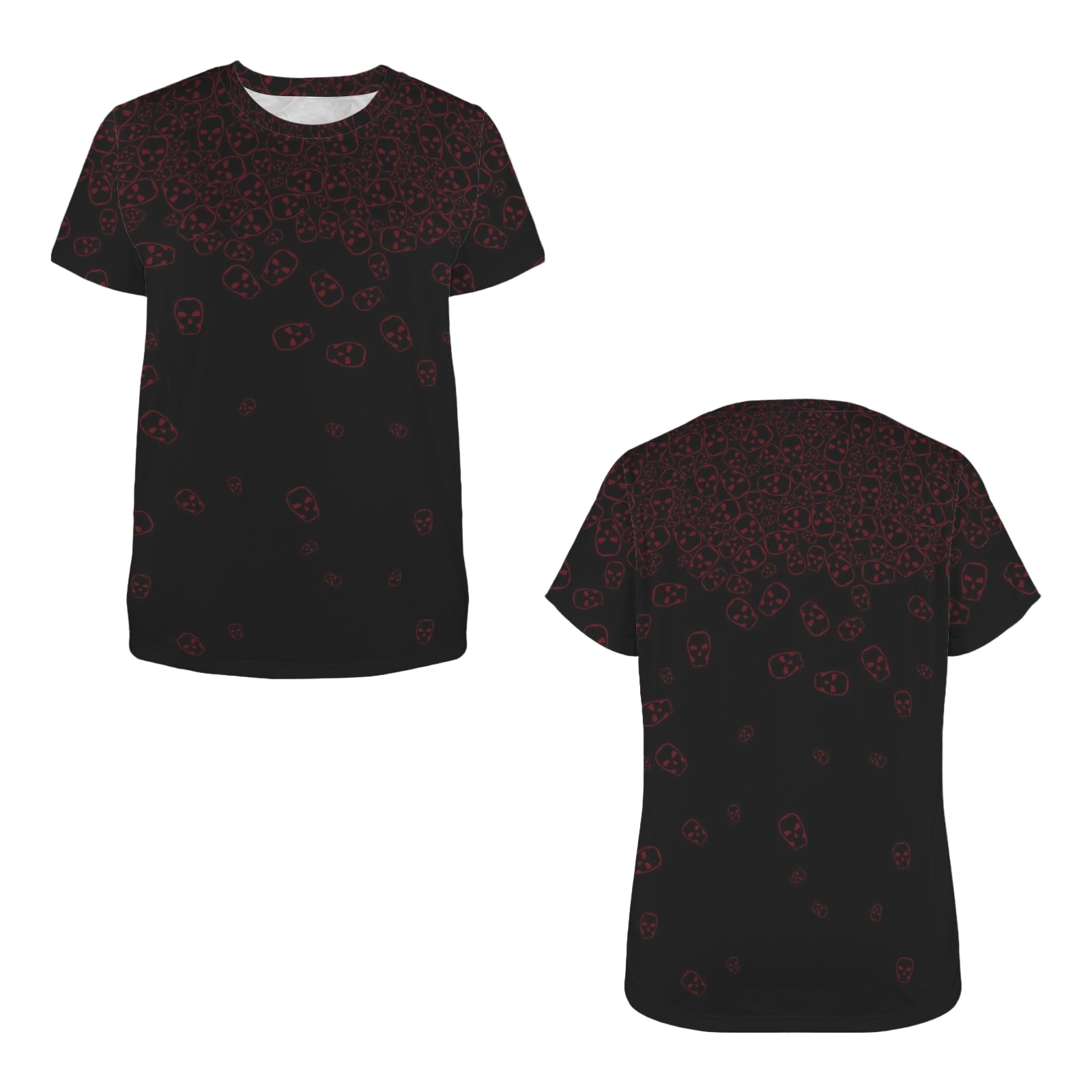 ANTIBrand Tumbling Skulls T-shirt in red on black