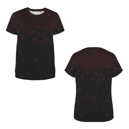 ANTIBrand Tumbling Skulls T-shirt in red on black