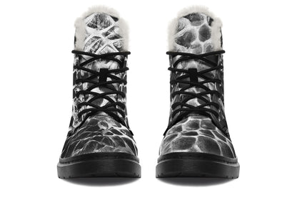 ANTIBrand snakeskin fleece lined goth boots front view