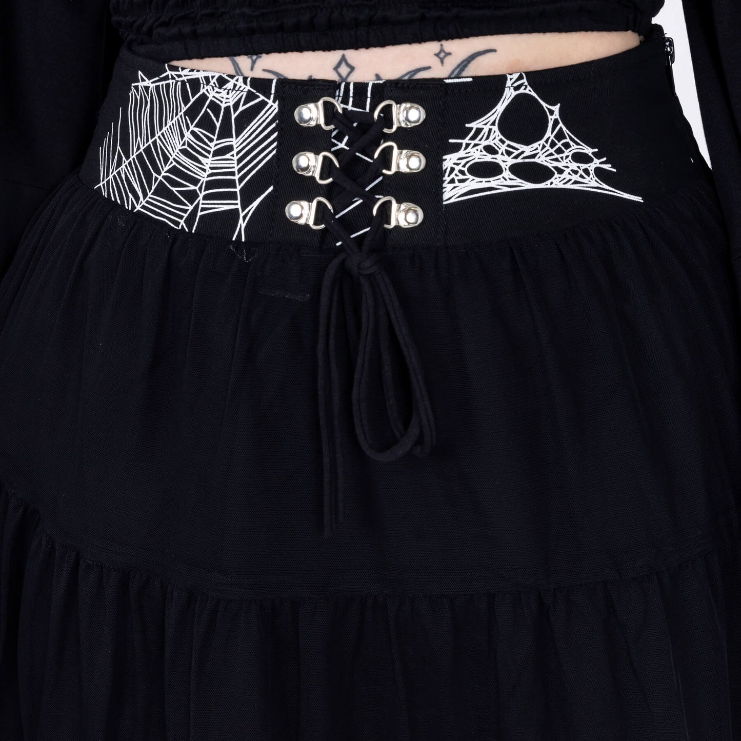 Heartless Arhana Skirt with Spiderweb Feature Waistband - Kate's Clothing