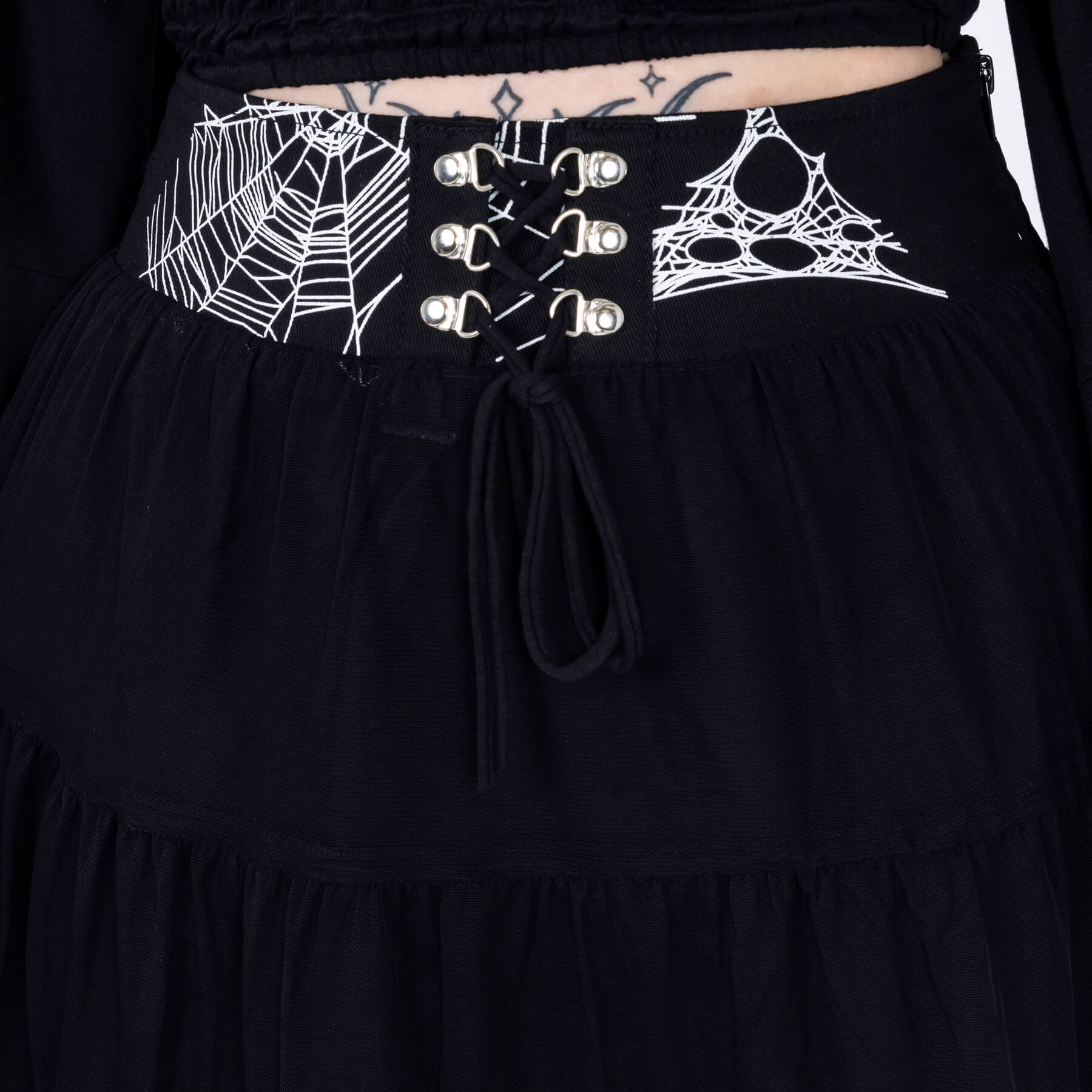 Heartless Arhana Skirt with Spiderweb Feature Waistband - Kate's Clothing