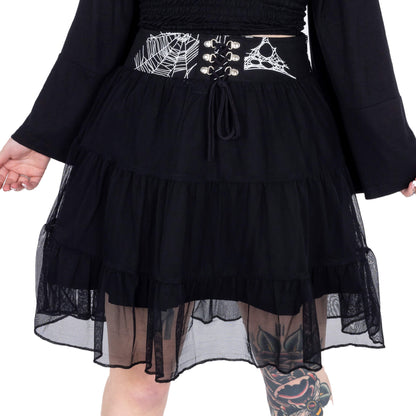 Heartless Arhana Skirt with Spiderweb Feature Waistband - Kate's Clothing