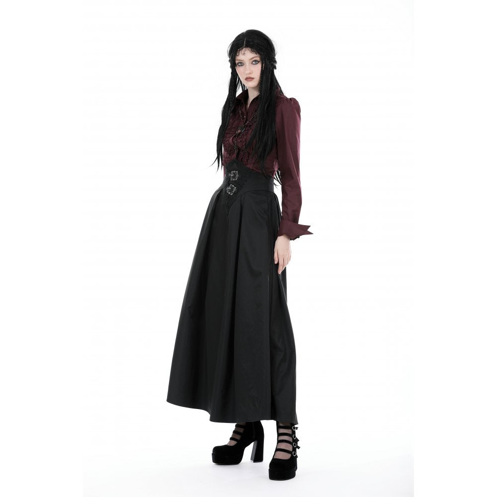 Dark in Love Delora maxi skirt front outfit look black gothic pleated maxi skirt