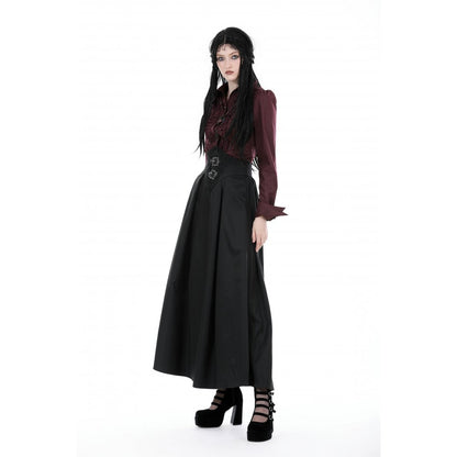 Dark in Love Delora maxi skirt front outfit look black gothic pleated maxi skirt