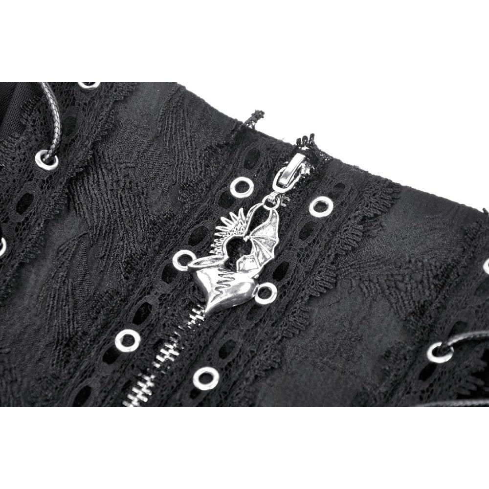 Dark in Love Wren mini skirt back view black lace gothic mini skirt

