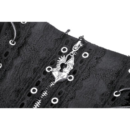 Dark in Love Wren mini skirt back view black lace gothic mini skirt

