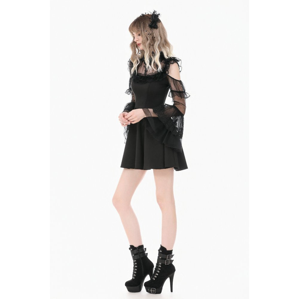 Dark in Love High Neck Mesh Lace Cold-Shoulder Dress