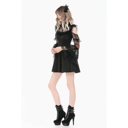 Dark in Love High Neck Mesh Lace Cold-Shoulder Dress