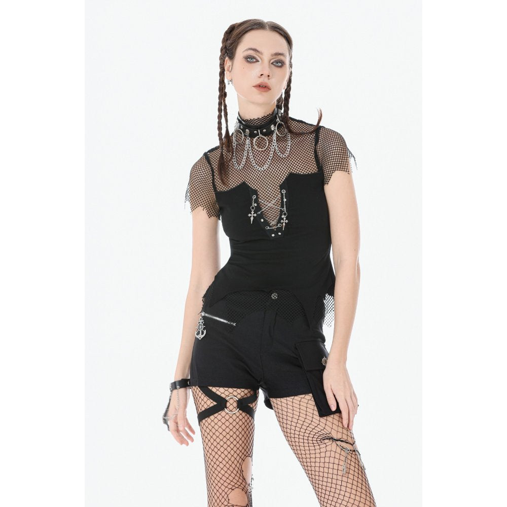 Dark in Love Dark Punk Mesh Chain Top