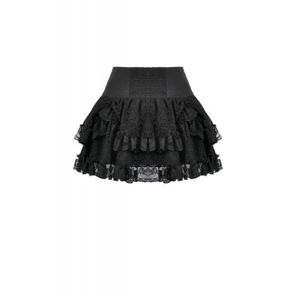 Dark in Love Punk Eyelet Lace Layered Mini Skirt