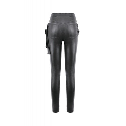 Dark in Love Punk Leather-Look Strap Detail Trousers