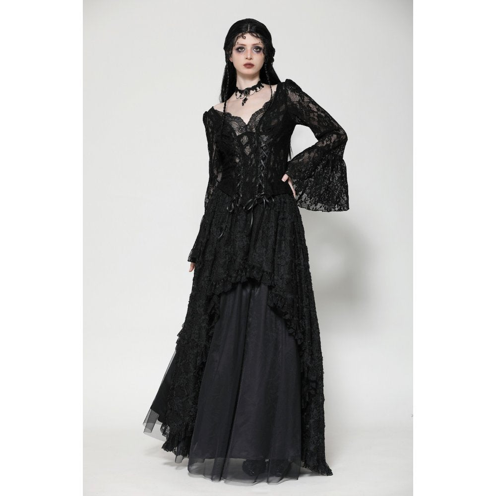 Dark in Love Tamsin Gothic Lace V-neck Top - Kate's Clothing