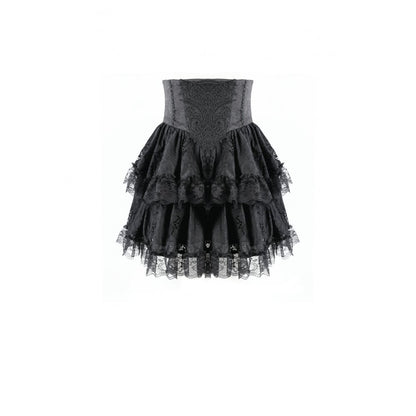 Dark in Love Gaslight Requiem Tiered Lace Skirt