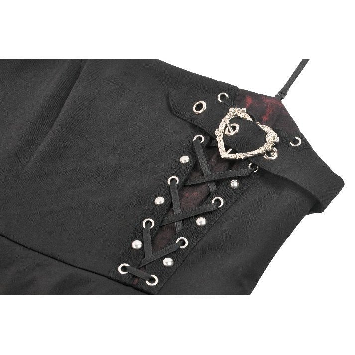 Dark in Love Nyssa Black & Red Strap Detail Goth Mini Dress