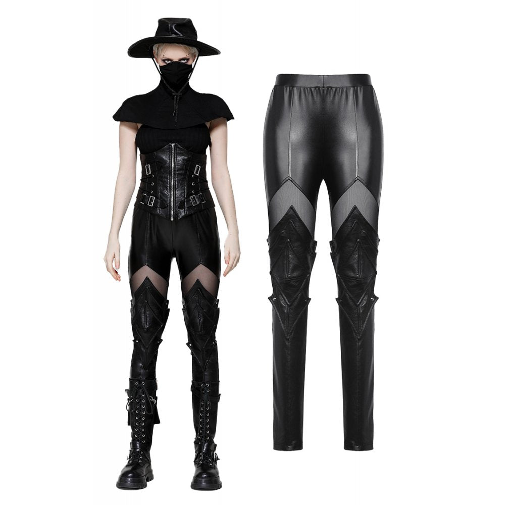 Dark in Love Isadora Faux Leather Spliced Leggings - Kate's Clothing
