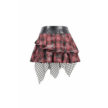 Dark in Love Linnea Plaid Mesh Layered Skirt