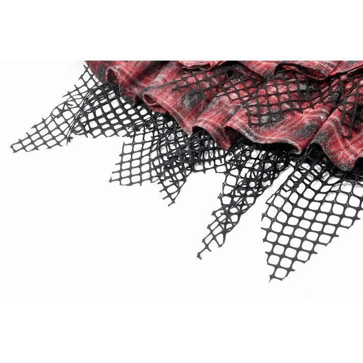 Dark in Love Linnea Plaid Mesh Layered Skirt