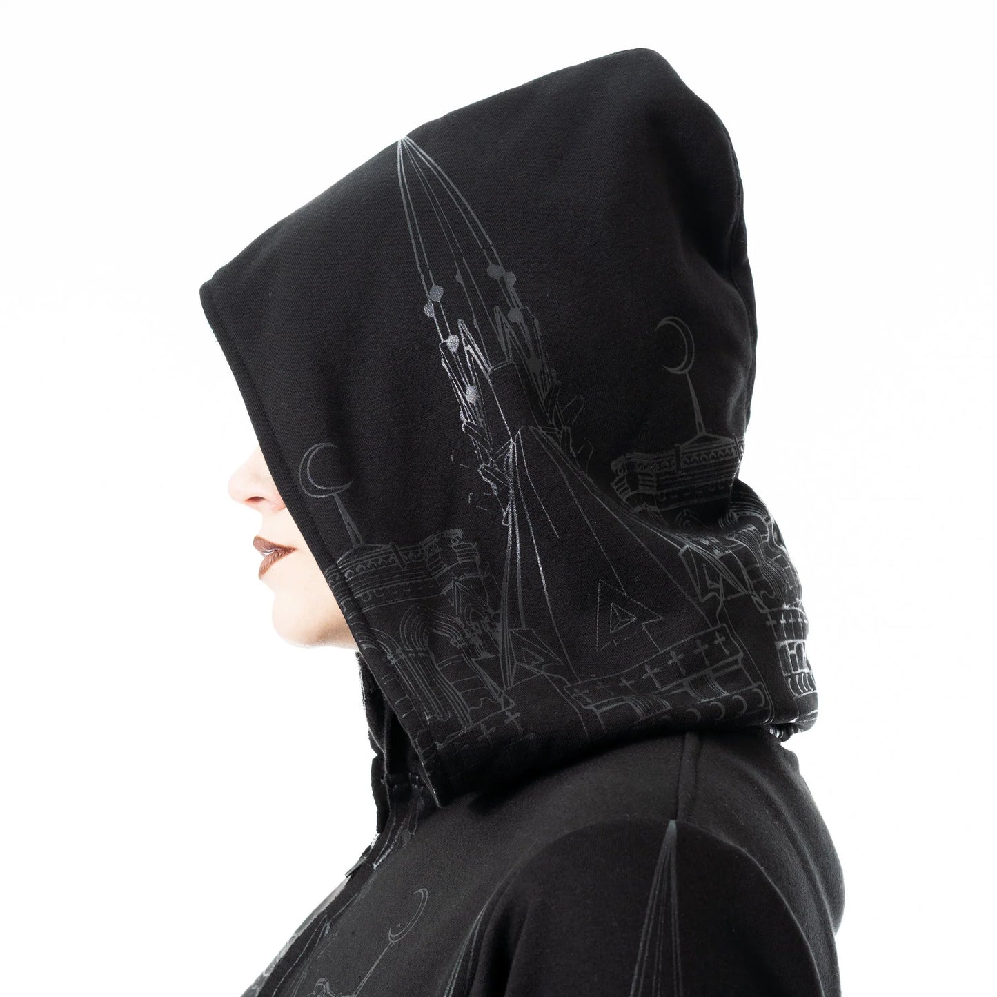 Vixxen Basilica Cathedral Style Printed Zip Up Hoodie