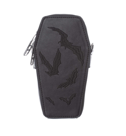 Heartless Embroidered Black Bat Mini Coffin Bag - Kate's Clothing