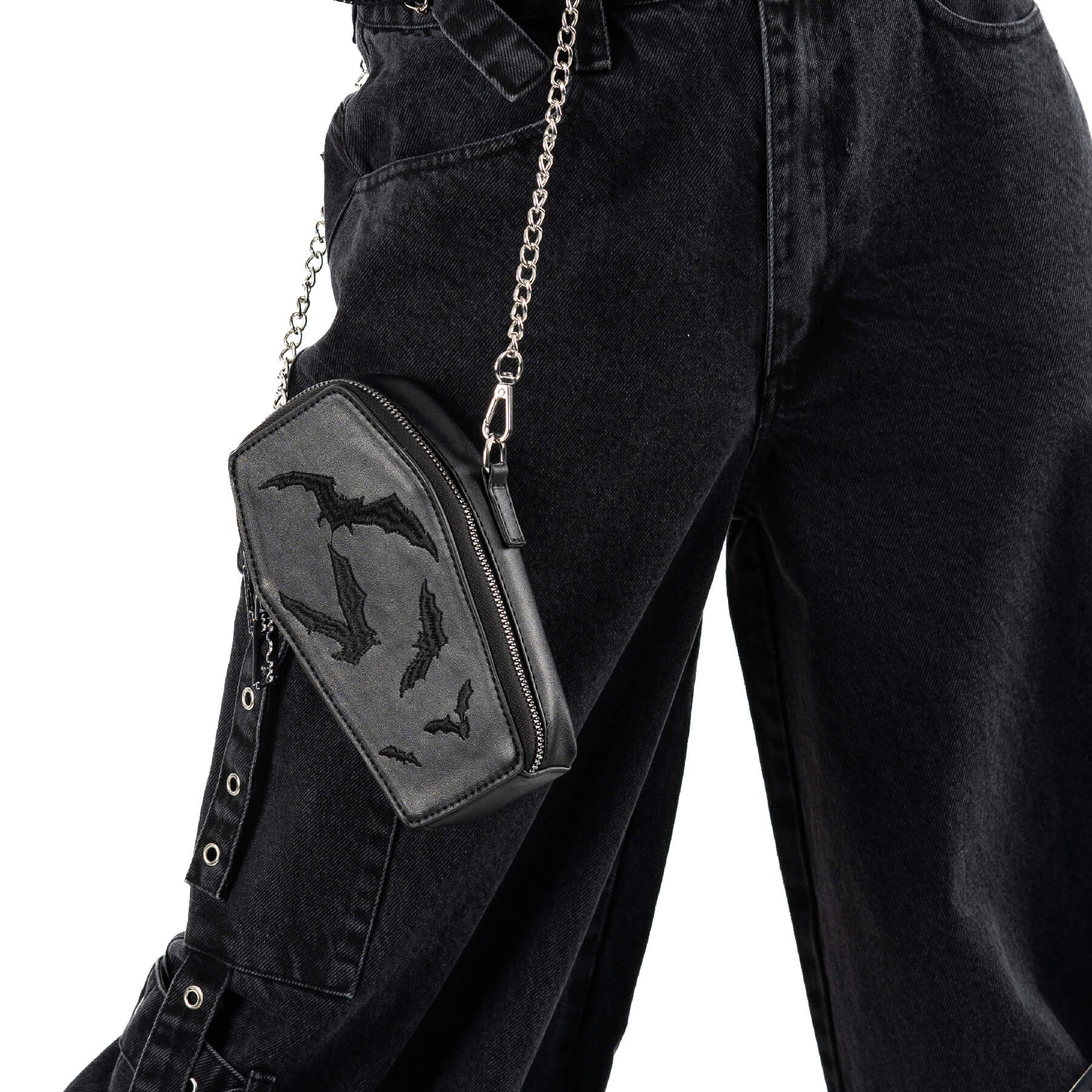 Heartless Embroidered Black Bat Mini Coffin Bag - Kate's Clothing