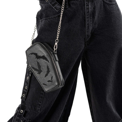 Heartless Embroidered Black Bat Mini Coffin Bag - Kate's Clothing