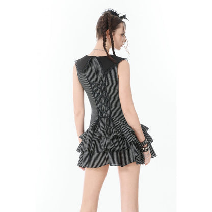 Dark in Love Vintage Striped Ruffle Tier Dress