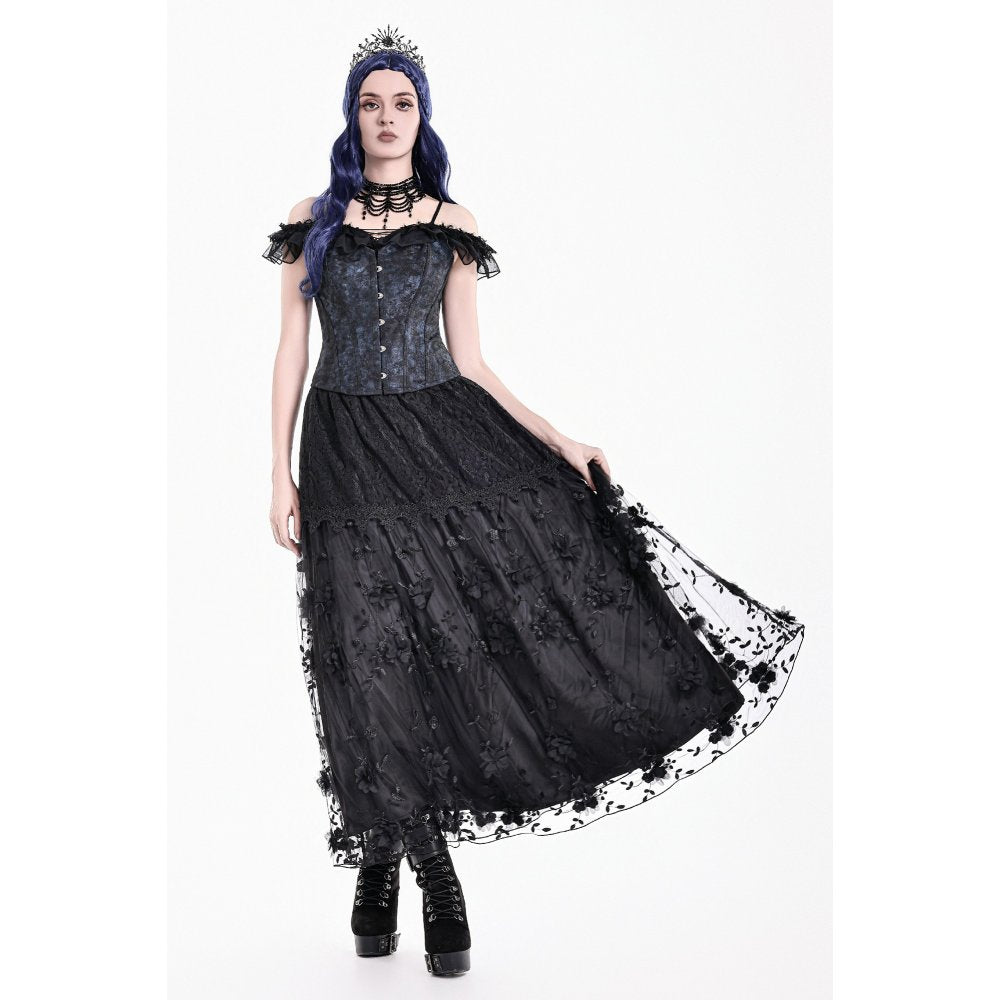 Dark in Love Floral Applique Lace Maxi Skirt