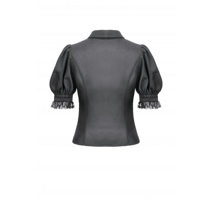 Dark in Love Viktoria Lace Ruffle Gothic Blouse in Black