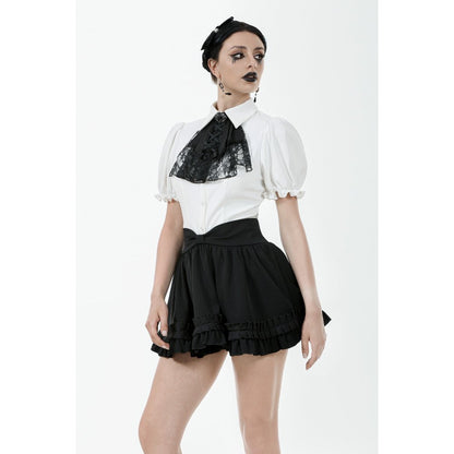 Dark in Love Lolita-Inspired Ruffled Mini Skirt in Black