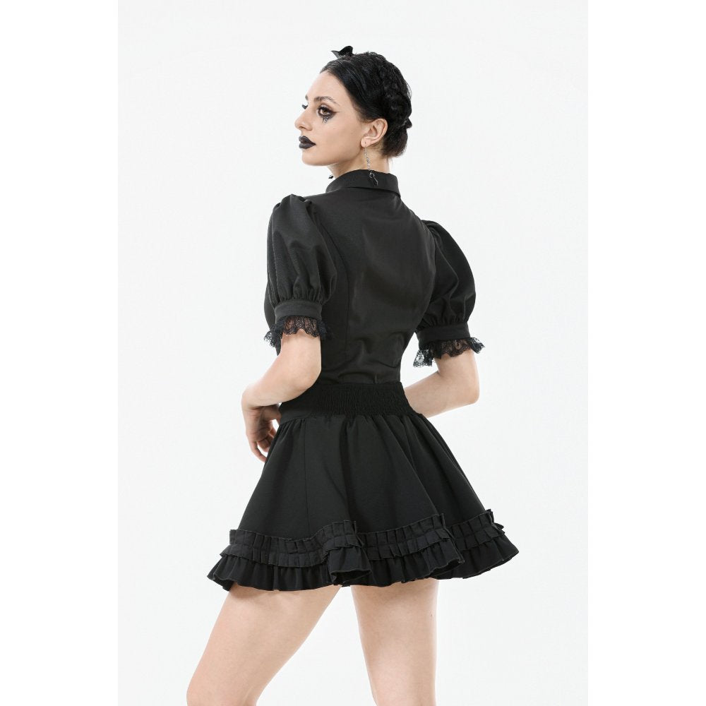 Dark in Love Lolita-Inspired Ruffled Mini Skirt in Black