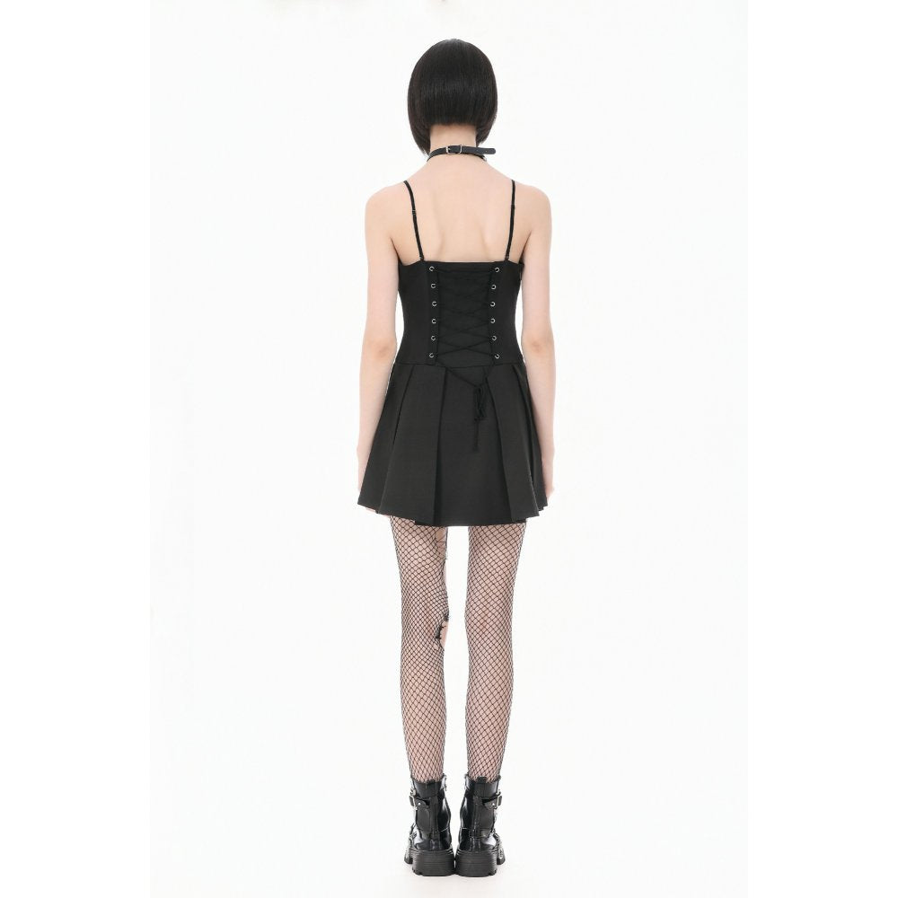 Dark in Love Studded Buckle Pleated Camisole Dress