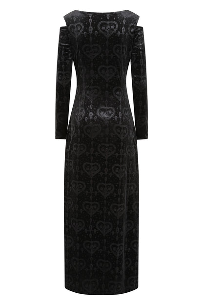 black burnout velvet goth dress