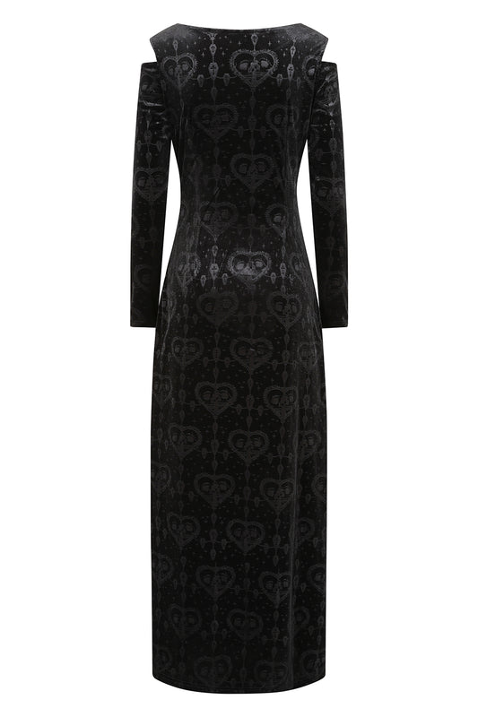 black burnout velvet goth dress