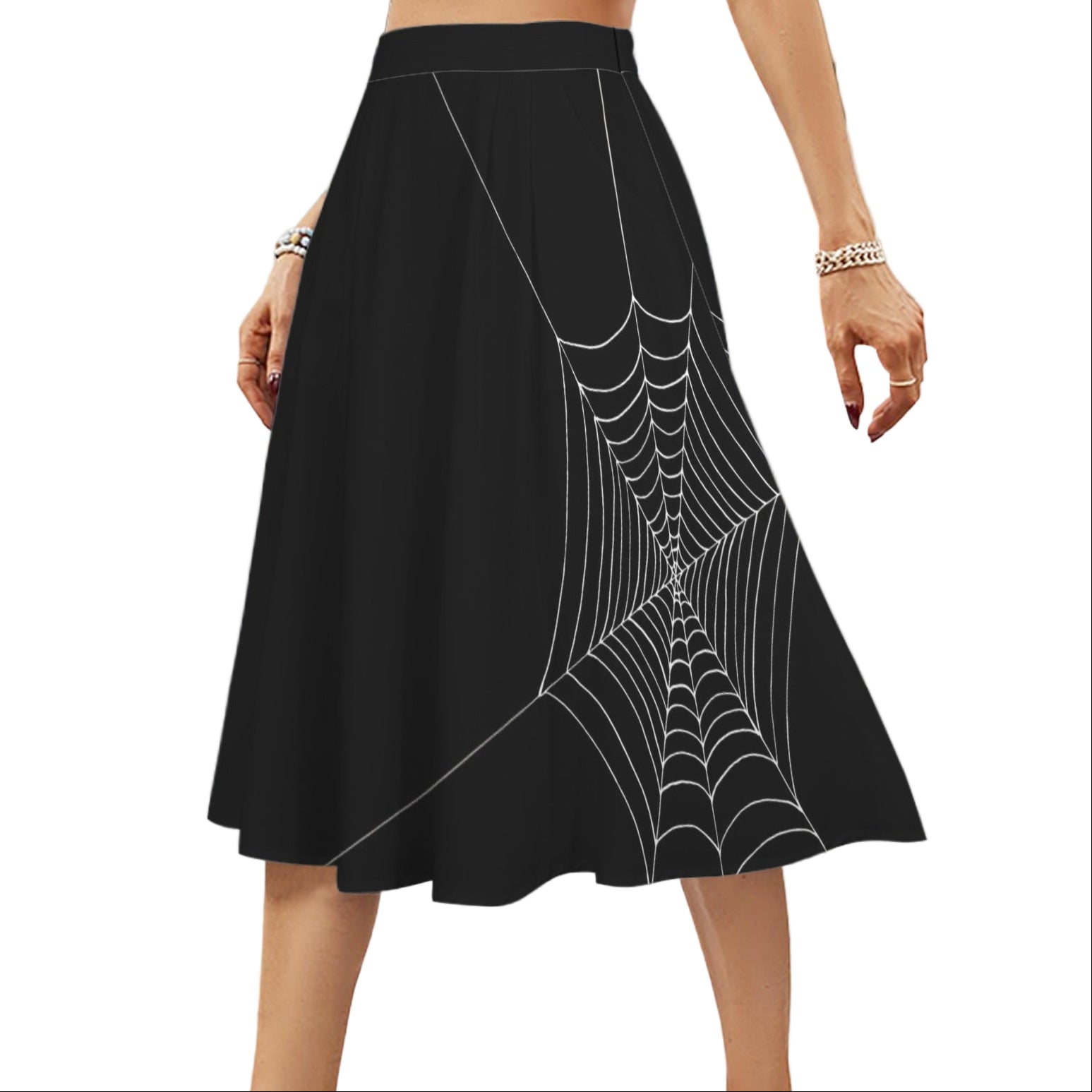 Black midi skirt with white spiderweb design – ANTIBrand Caught Up In Your Web