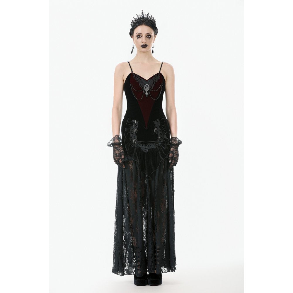 Dark in Love Morrigan Velvet & Lace Chain-Detail Bodysuit
