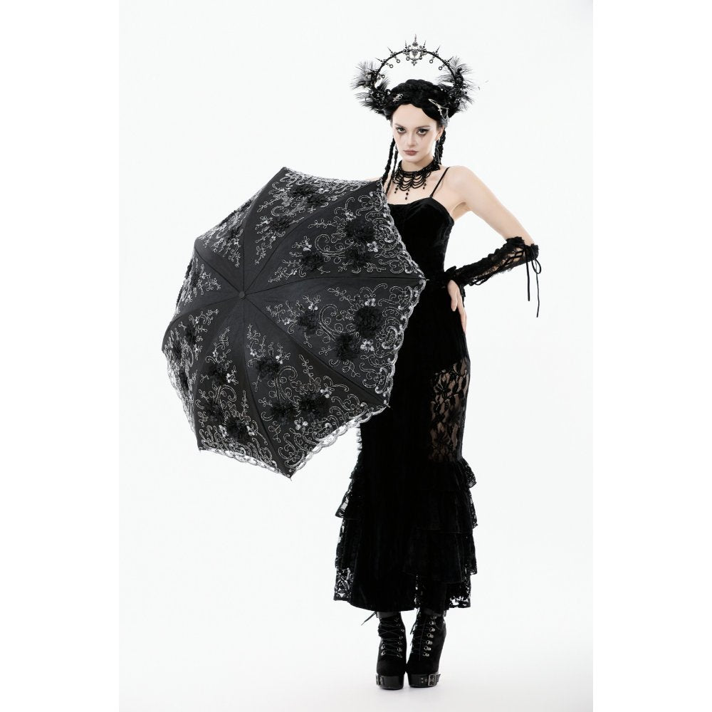 Dark in Love Belladonna Embroidered Folding Parasol