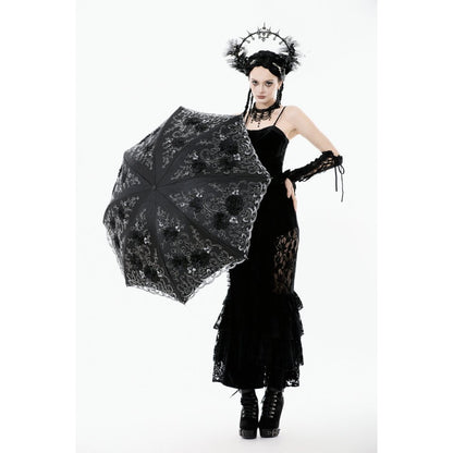 Dark in Love Belladonna Embroidered Folding Parasol