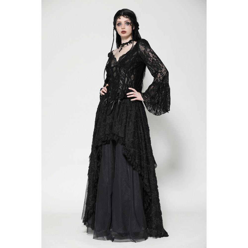 Dark in Love Tamsin Gothic Lace V-neck Top - Kate's Clothing