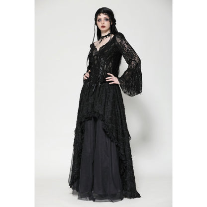 Dark in Love Tamsin Gothic Lace V-neck Top - Kate's Clothing