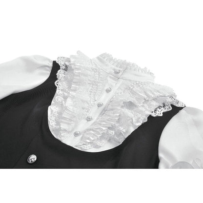 Dark in Love Court-Style Black & White Lace Blouse