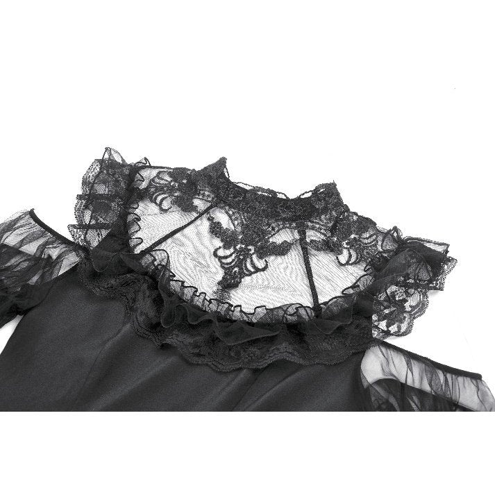 Dark in Love High Neck Mesh Lace Cold-Shoulder Dress