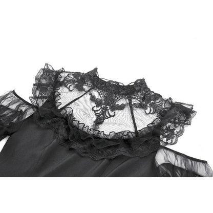 Dark in Love High Neck Mesh Lace Cold-Shoulder Dress