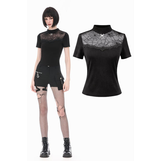Dark in Love Spiderweb Mesh Short Sleeve Top