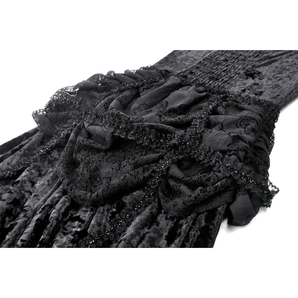Dark in Love Seraphina Ruched Embroidered Lace Goth Cami Top in Wine Red
